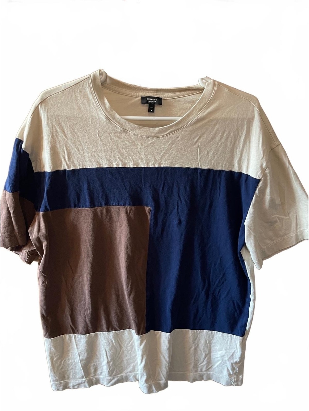 Express Men's Color Block Pima Cotton T-Shirt Medium